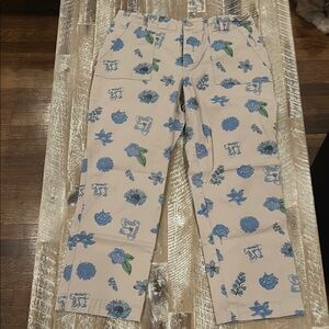 Lucky Brand Beige and Blue Floral Pants